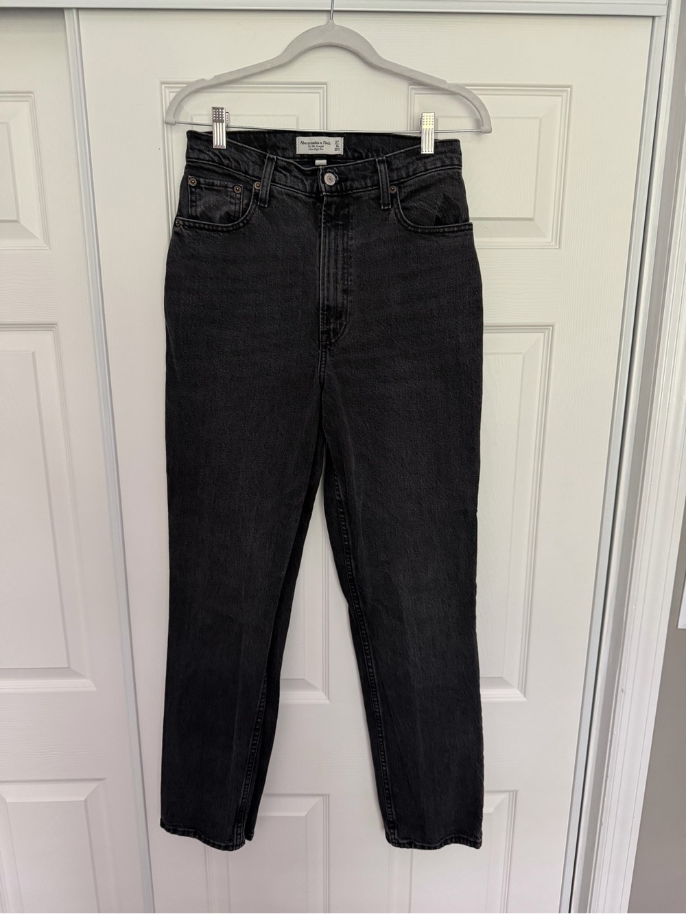 Abercrombie 90s straight ultra high rise curve love black jeans size 27